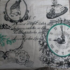 Single 18 x 18" pillow sham, french design with stamps and birds design